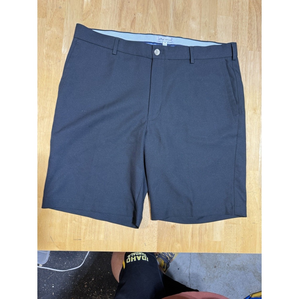 Peter Millar Golf Shorts Mens 35 Black Flat Front Performance Stretch ME0EB82